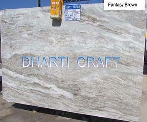 Fantasy Brown Leathered Granite Kitchen Countertops Book Matched Slab